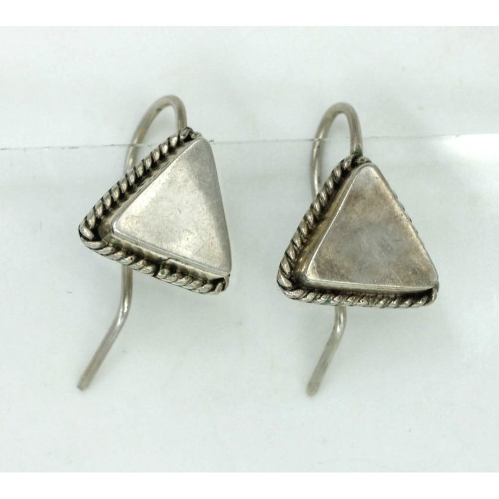 925 STERLING vintage CARSI TAXCO Mexico earrings modern triangle drop dangle 3 g